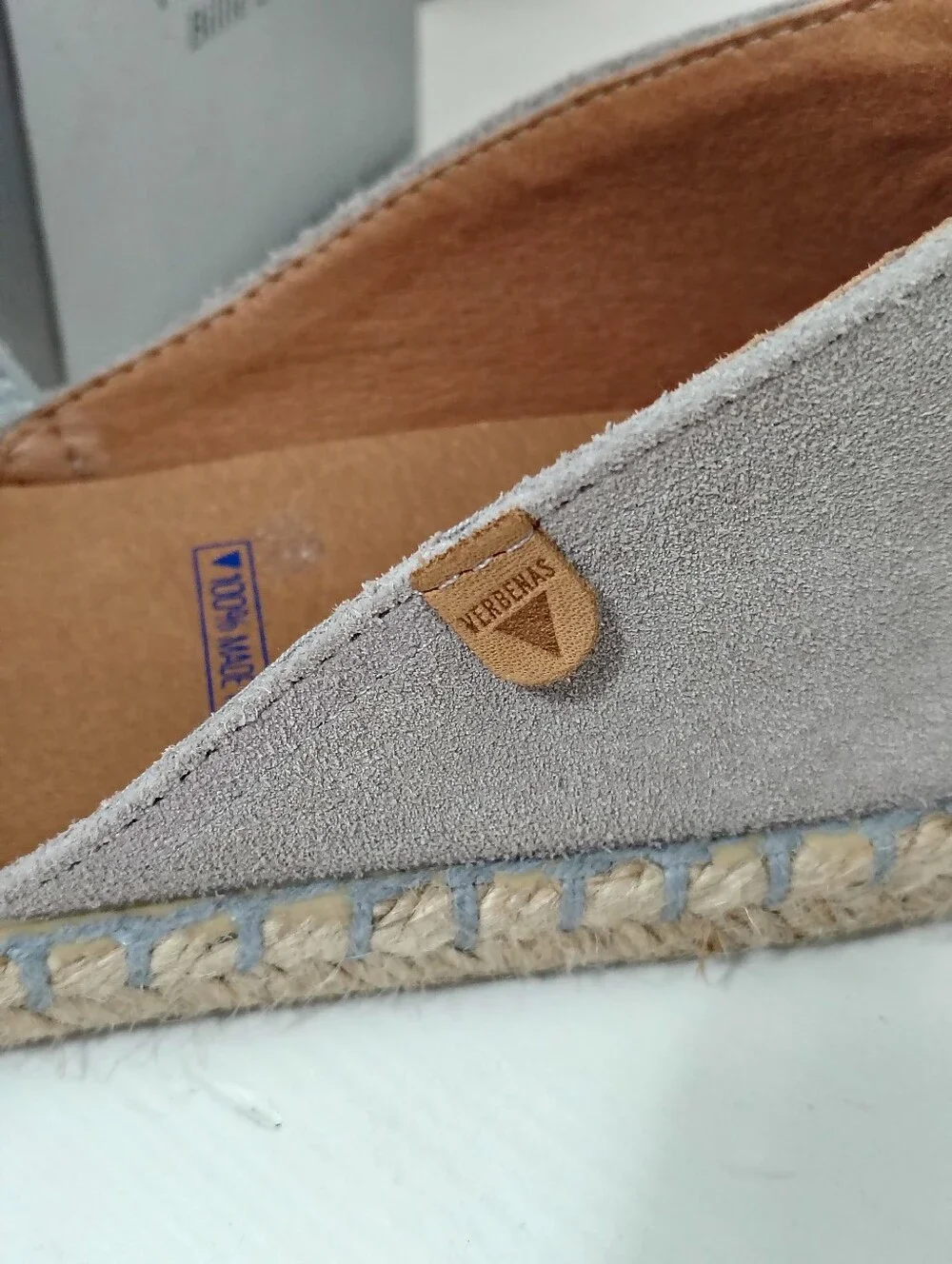 VERBENAS CARMEN ESPADRILLES FLATS Gray Suede Casual Slip-On Shoes Made In Spain